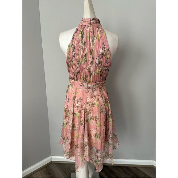 NWOT IEENA FOR MAC DUGGAL Pleated Halter Neck Floral Dress Size 0 $258 - Picture 7 of 11
